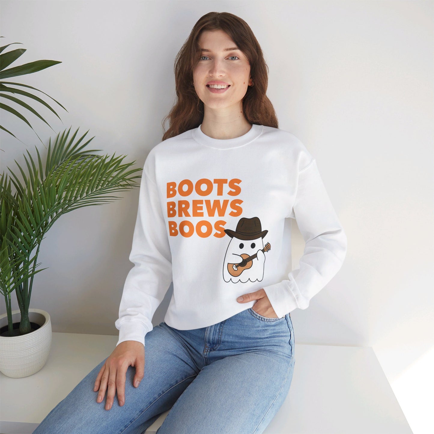 Boots Brews Boos Crewneck Sweatshirt